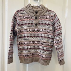 Janie and Jack Toasted Heather The Cabin Fair Isle Sweater Pullover Boys Size 3